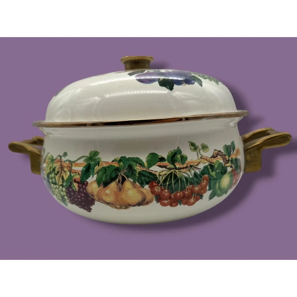 Vintage Tabletops Unlimited Vitroceramic Harvest Fruit Covered Casserole 8